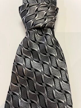 Pavone Italian Silk Black and Silver Men's Tie